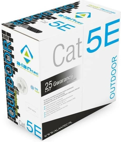 Kabllo rrjeti ALANTEC Cat.5E U/UTP, 305m, e zezë, për jashtë