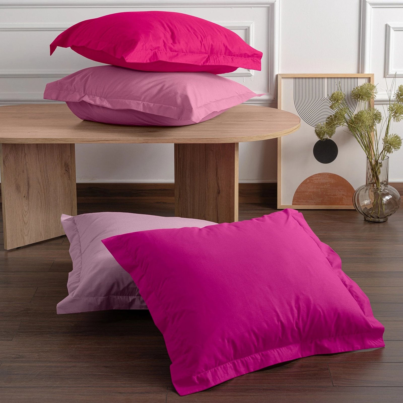 Set këllëfësh jastëku (2 copë), ngjyrë rozë e pluhurosur, L'essentiel, 60x60cm