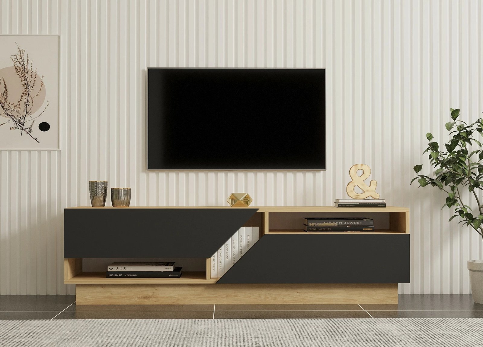 Komodë TV Hanah Home, Yaprak, ngjyrë safir dhe antracit