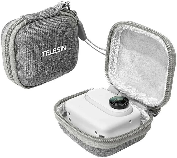 Çantë mini për kamerë sportive, Telesin IS-HCC-001, EVA e fortë, kompatibile me Insta360 GO 3 dhe GoPro, gri