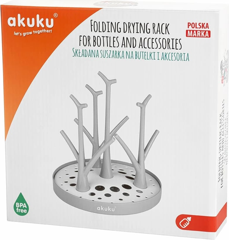 Tharës për shishe dhe biberona, Akuku, STROME, palosshëm me tabakë kullimi, BPA‑free, i bardhë