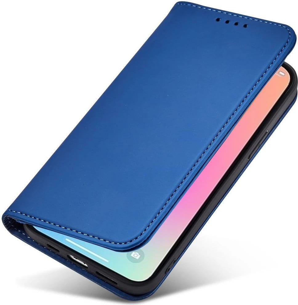 Mbështjellës Hurtel Magnet Card Case për iPhone 13, me portofol dhe mbajtëse, kaltër