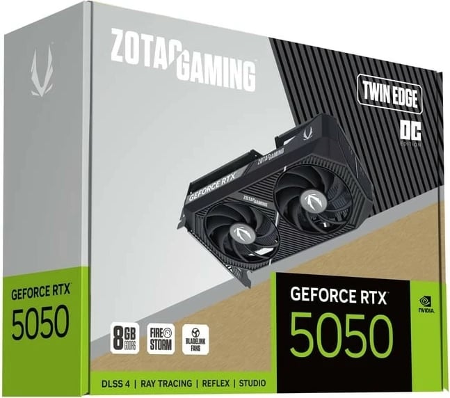 Kartë grafike, ZOTAC, GeForce RTX 5050 Twin Edge OC (ZT-B50500H-10M), 8GB GDDR6 128-bit, PCIe 5.0 x8, 3x DisplayPort + HDMI