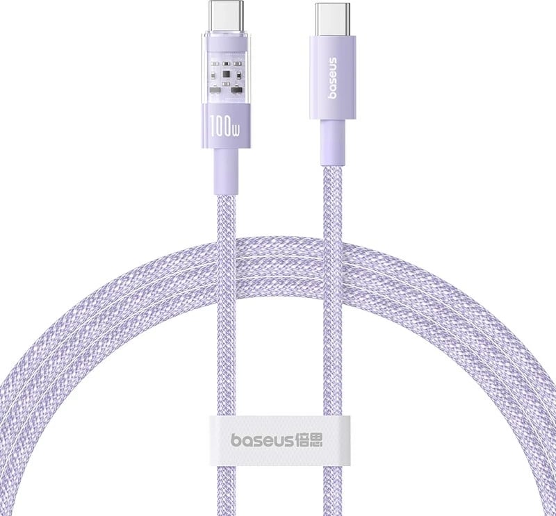Kabllo Baseus Gem USB C në USB C, 1 m, 100 W, Vjollcë