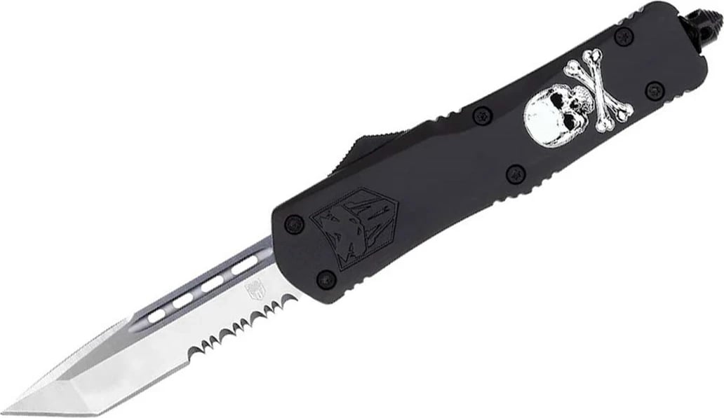 Thikë taktike CobraTec FS-3 Jolly Roger, teh tanto, e dhëmbëzuar, e zezë