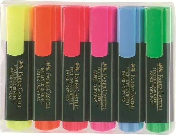 Set markues Faber-Castell TEXTLINER 48, 6 copë, multingjyrësh, i mbushshëm