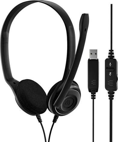Kufje EPOS PC 8 USB me mikrofon, Stereo, me komandë, e zezë
