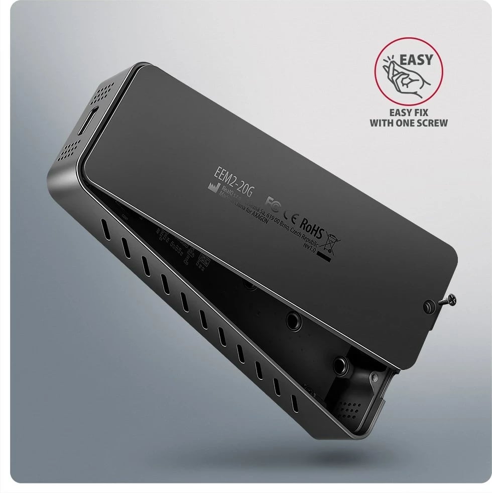 Kasë SSD AXAGON EEM2-20G, USB-C 3.2, M.2, E zezë