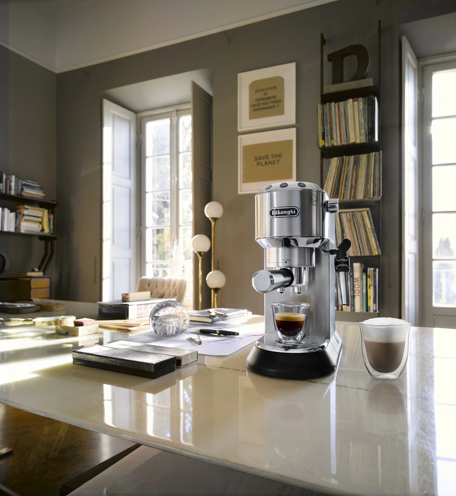 Aparat espresso De’Longhi Dedica Style EC 685.M, 1.1 L, 1300 W, i zi, metalik, argjend