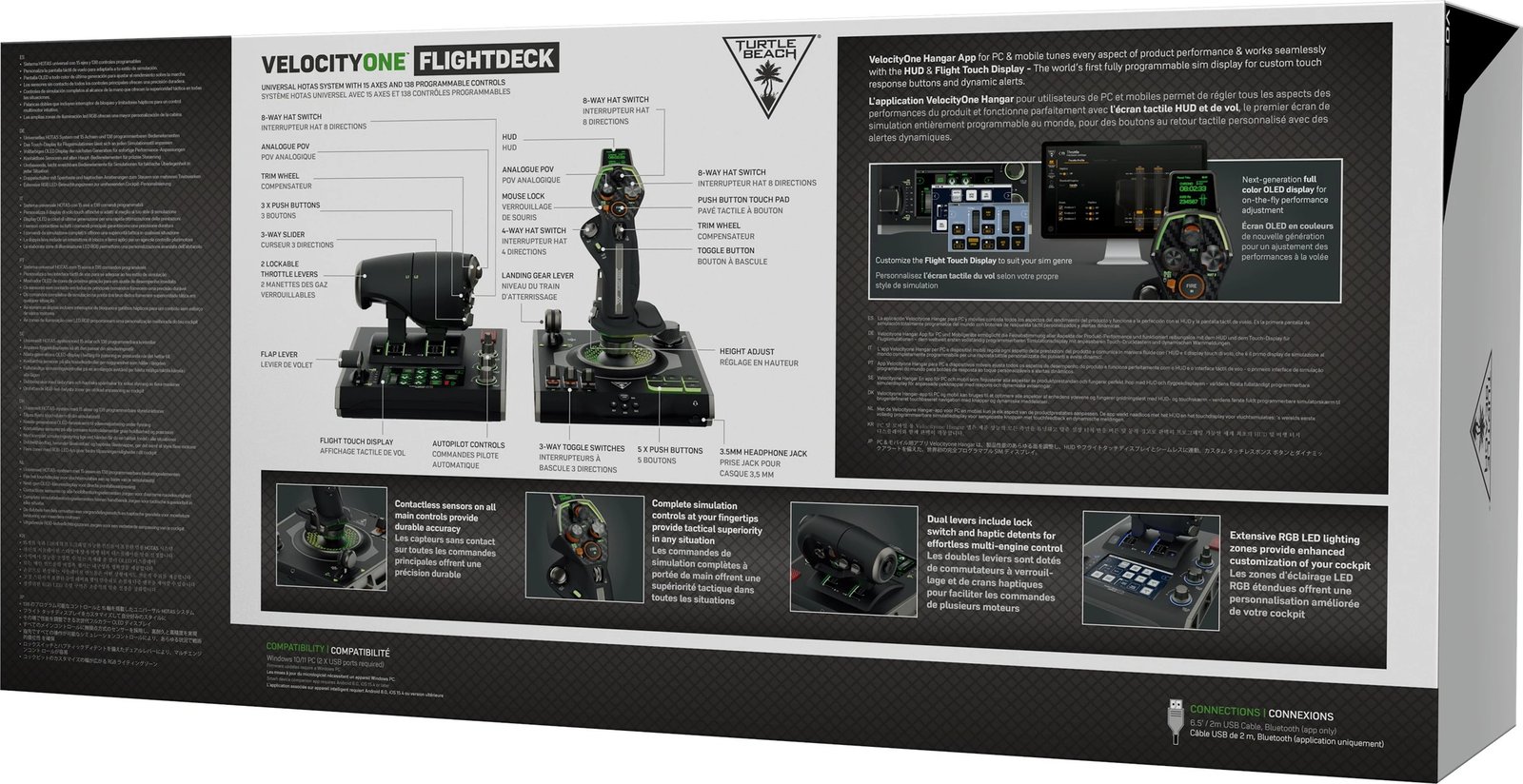 Joystick Turtle Beach VelocityOne Flightstick, PC, me ekran OLED, me kabllo, i zi
