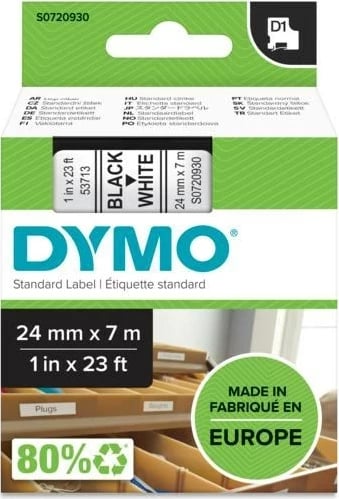 Kasetë etiketuese DYMO D1 Standard, 24mm, E zezë në të bardhë