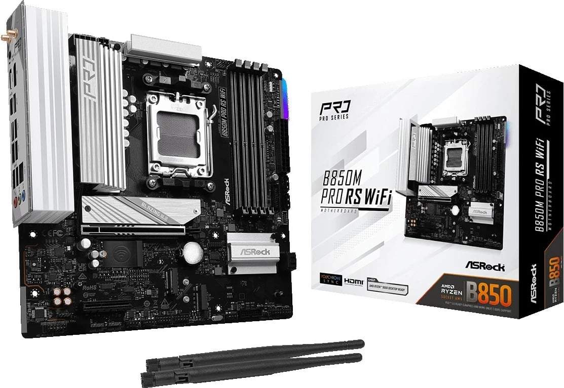 Pllakë amë Asrock B850M Pro RS WiFi, Socket AM5, micro ATX, E zezë