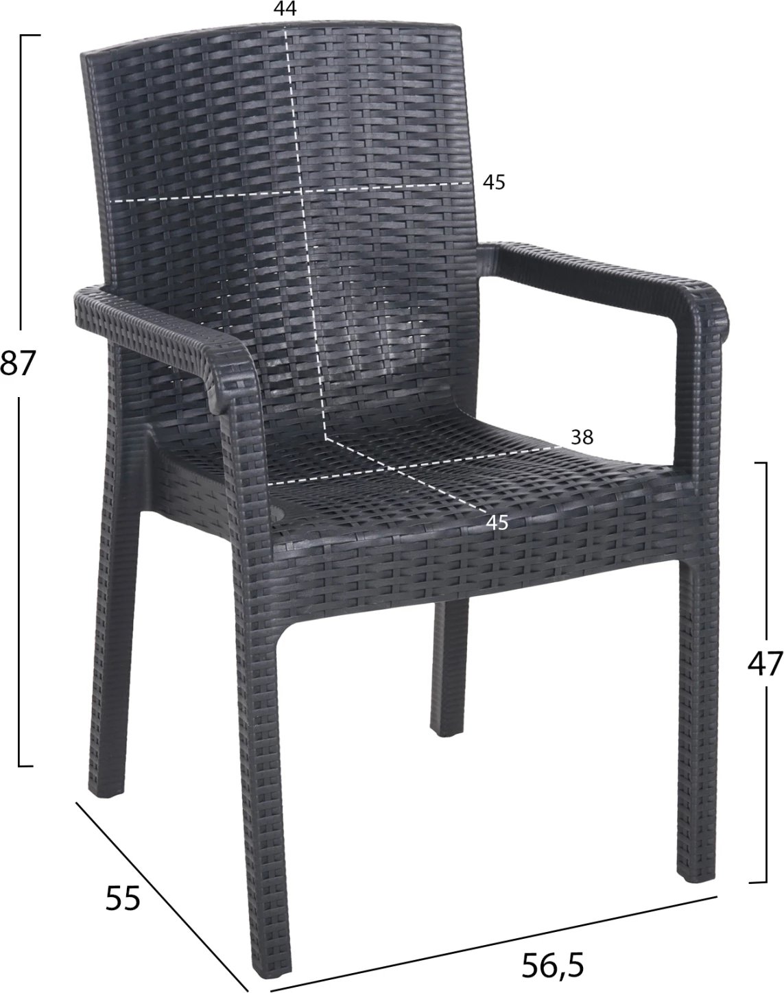Karrige polipropileni VECTOR FH6148.01 ngjyrë antracit 56.5x55x87H cm