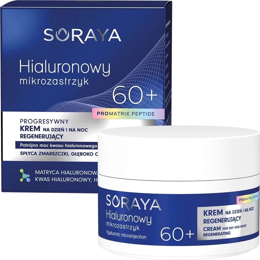 Krem fytyre anti-rrudhë Soraya Hyaluronic Microinjection Progressive Regenerating Cream 60+ për femra, 50ml