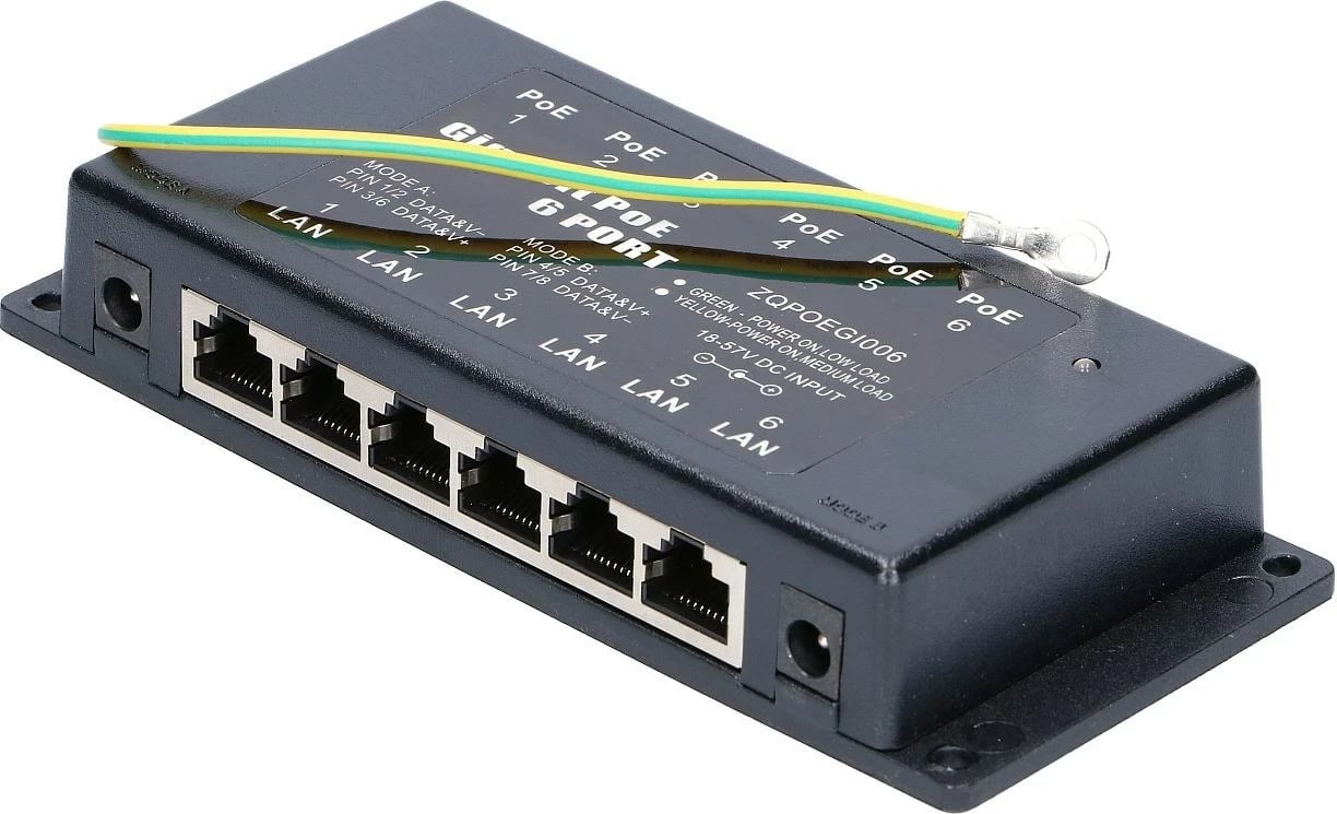 PoE Injector Extralink 6 Porta, Gigabit, i Zi