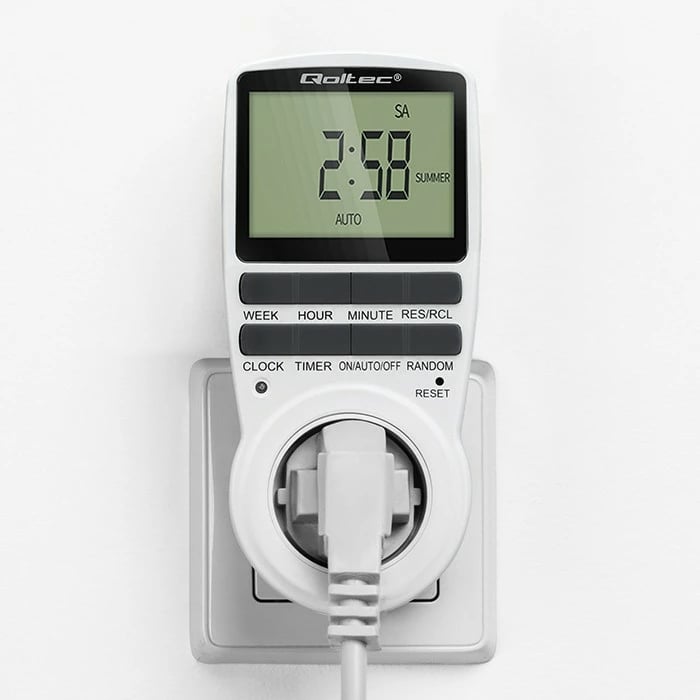 Programator kohe elektronik Qoltec PC0628, 3680W, 16A, LCD, Bardhë