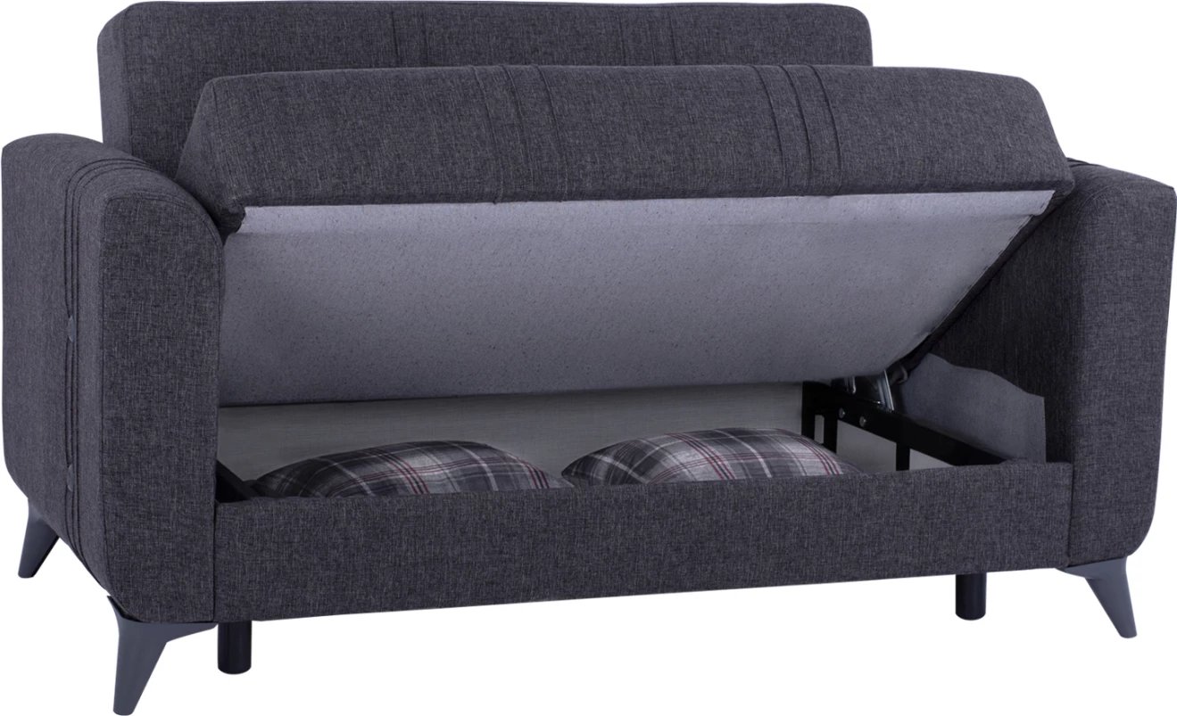 Divan 2 vendësh KRISTINA FH3165.20 gri me këmbë antracit 150x80x83 cm