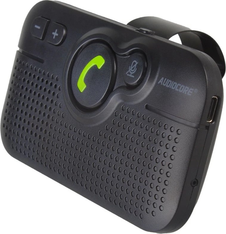 Kit hands-free Bluetooth, Audiocore AC475, BT 5.0 A2DP, altoparlant 2W, DSP anulim jehone, mbështetje Google/Siri, e zezë