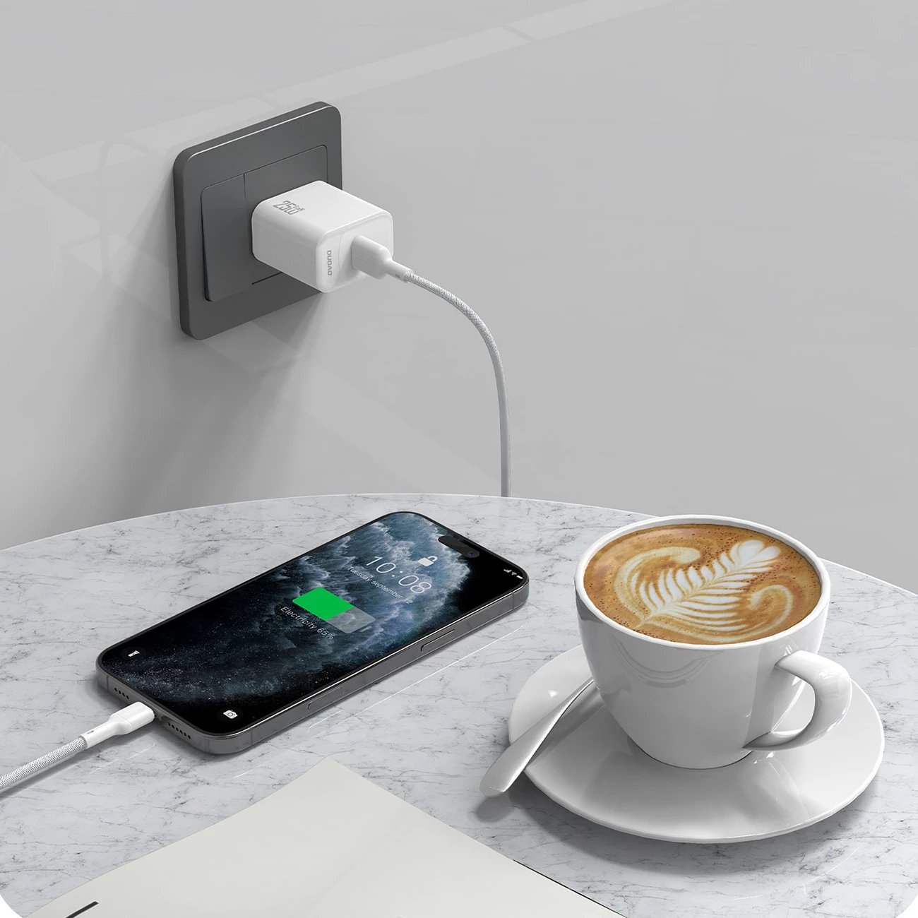 Kabllo Dudao L9T, USB-A në USB-C, 1m, 5A, e bardhë