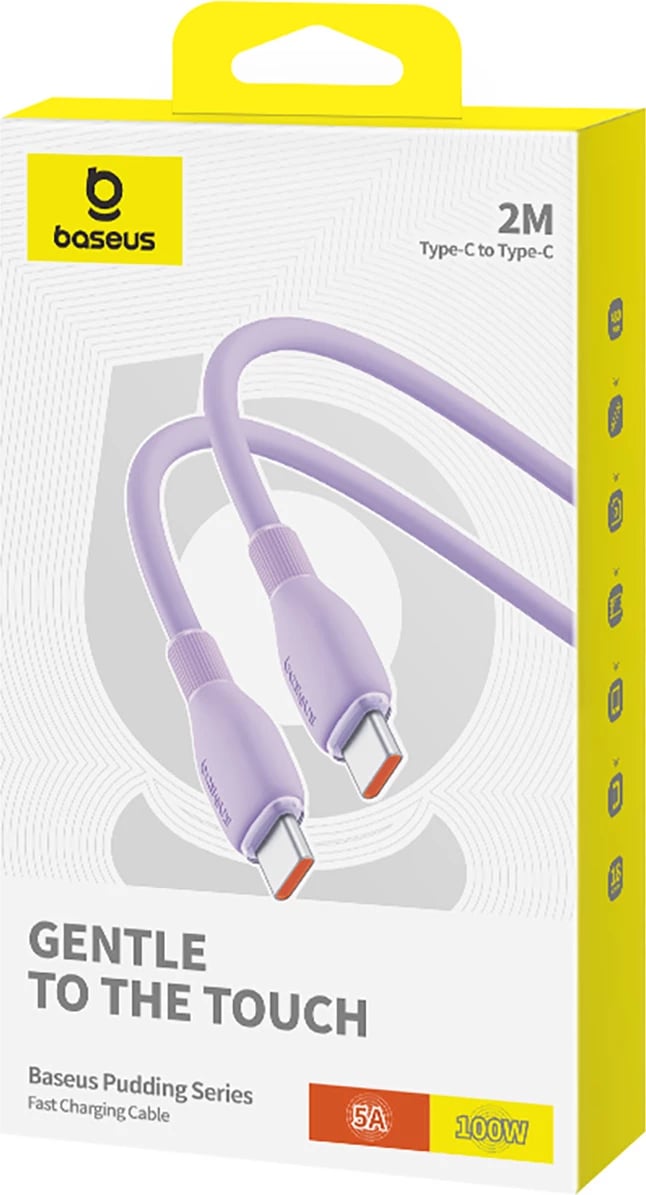 Kabllo USB-C Baseus Pudding 2m, 100W, Violet