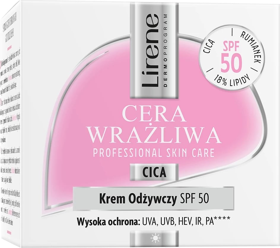 Krem ushqyes për fytyrë për femra Lirene Sensitive Skin Nourishing Cream SPF50, 50ml