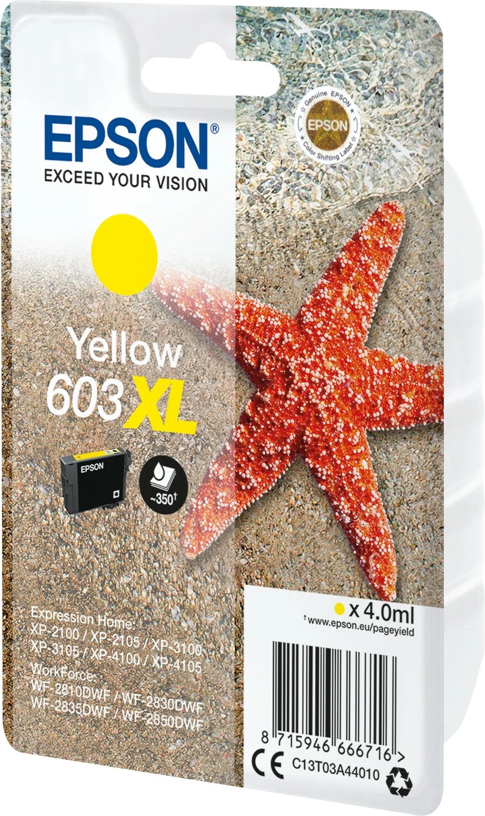 Toner Epson C13T03A44010, High (XL) Yield, 4 ml, Verdhë