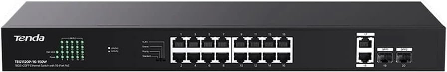 Switch Tenda TEG1120P-16-150W, 16 porta Gigabit, PoE, 2 SFP, i zi