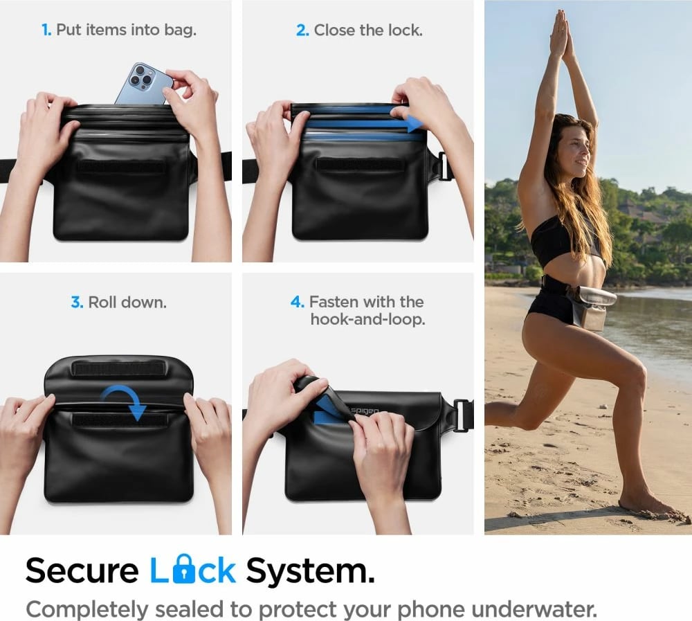 Çantë beli Spigen Aqua Shield A620, IPX8, e zezë