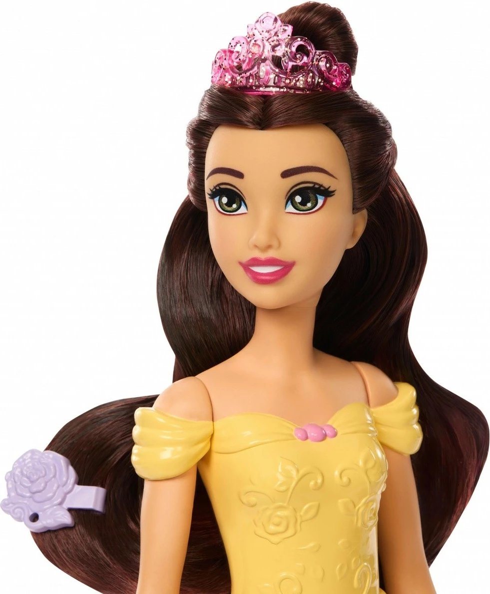 Kukull Disney Princess Belle me qenush dhe aksesorë, Mattel JFC42, Verdhë, set