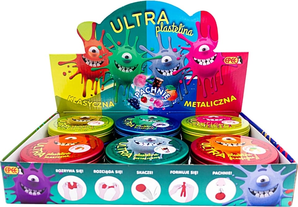 Set plastelinë aromatike Epee Ultra Plasticine, 12 ngjyra, display