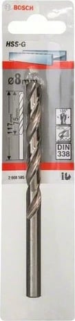 Bosch spiral metalike, 8 mm, 117 mm, për metal