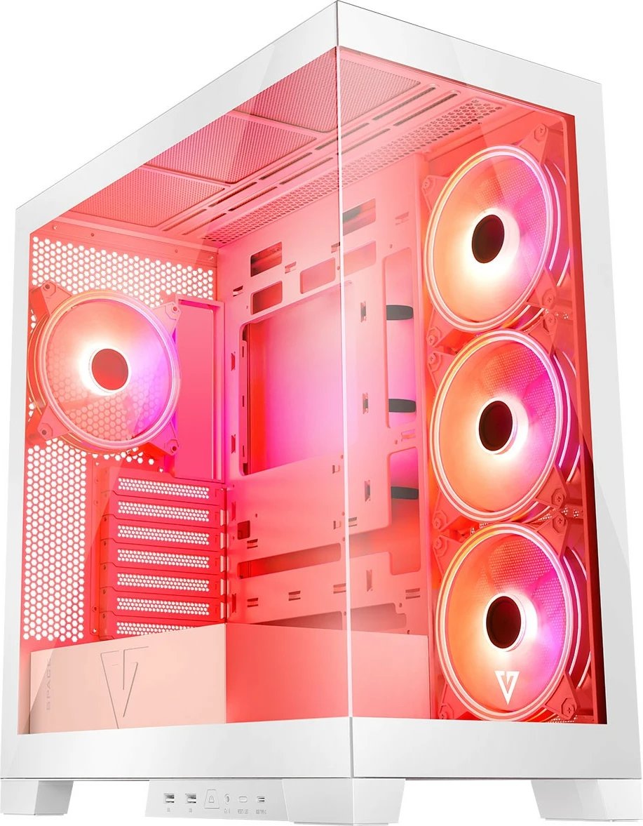 Kasë MODECOM Volcano Space ARGB, Midi Tower, xham i temperuar, e bardhë