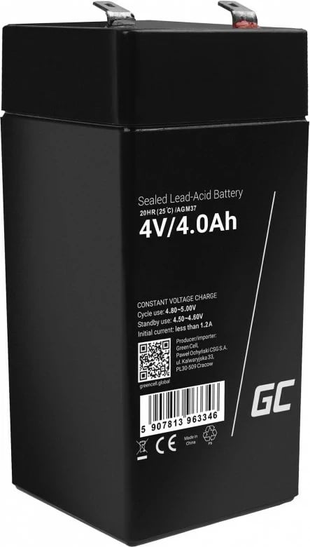 Battery industriale Green Cell AGM37, 4000 mAh, 4 V, e zezë