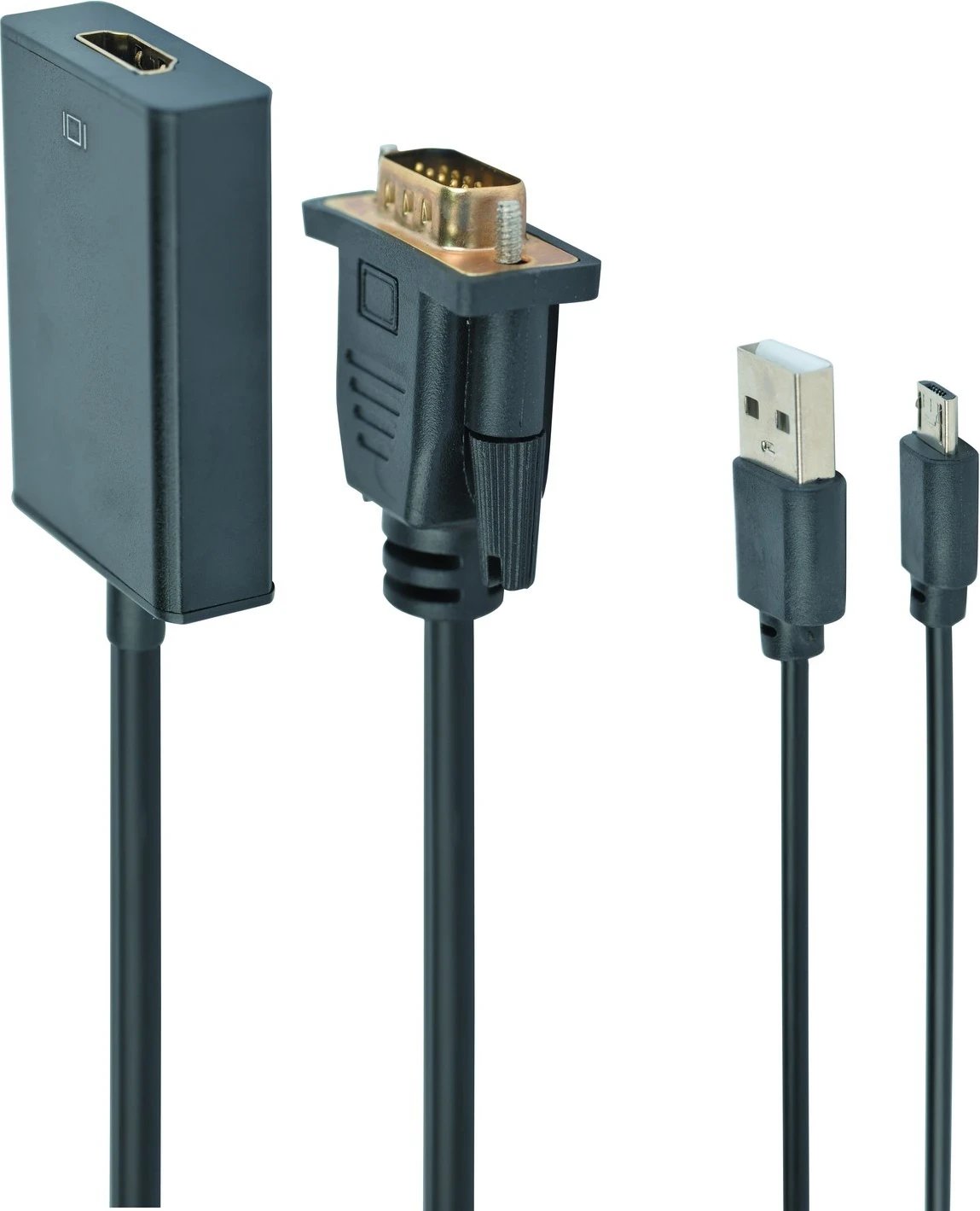 Adapter Gembird A-VGA-HDMI-01, prej VGA në HDMI, me kabllo mikroUSB, ngjyrë e zezë