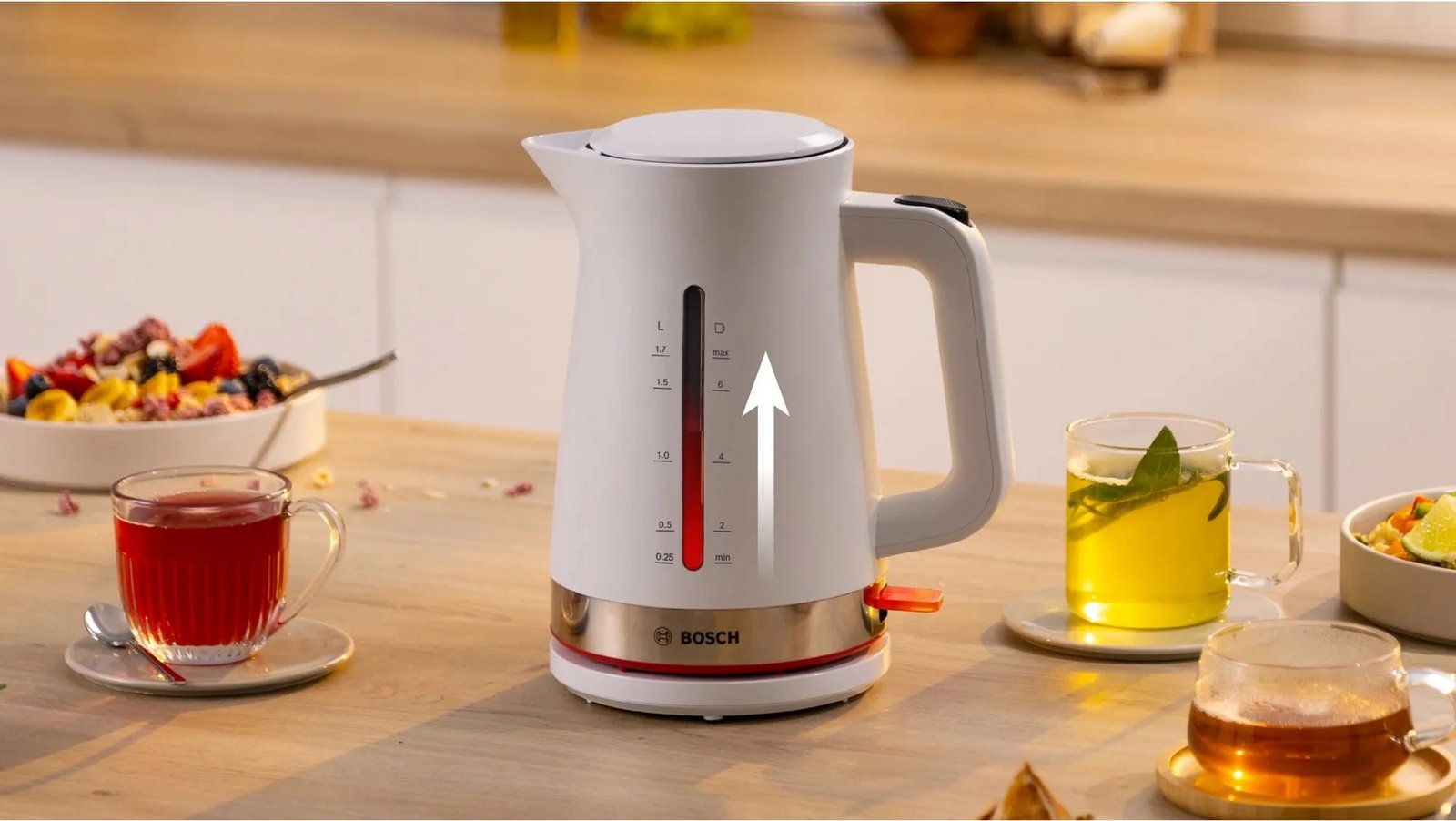 Çajnik Bosch TWK4M221, 1.7 L, 2400 W, Bardhë
