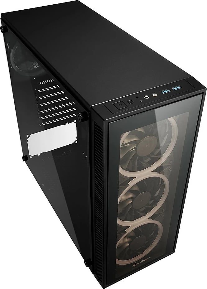 Kasë Sharkoon TG4 RGB Midi Tower, xham i temperuar, 4 ventilatorë RGB, e zezë