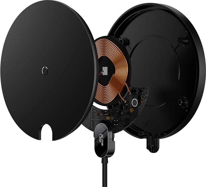 Karikues wireless Baseus CCED000001 me ekran LED, 15W, i zi