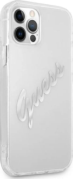 Mbështjellës Guess GUHCP12LKTRSVSI për iPhone 12 Pro Max 6.7", transparent, argjendtë