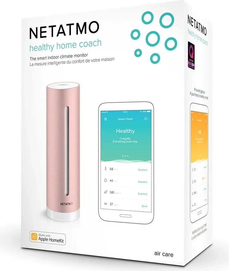 Monitor i zgjuar i cilësisë së ajrit Netatmo HCC, wireless, rose gold