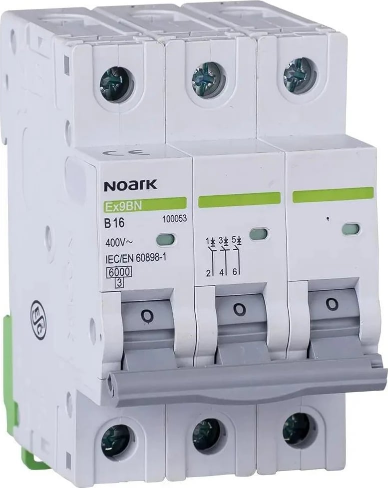 Ndërprerës qarku miniaturë Noark Ex9BN 3P C10, 400 V, i bardhë