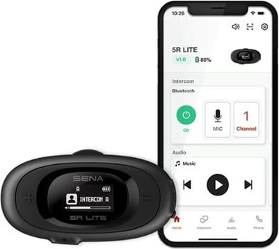 Interkom motoçiklete SENA 5RLITE-01D, Bluetooth 5.1, 700m, i zi, set për dy persona