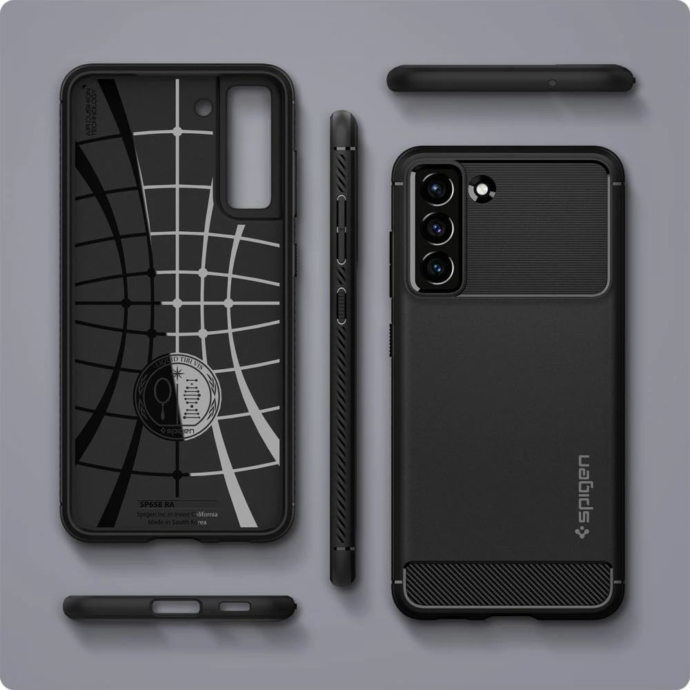 Mbështjellës Spigen Rugged Armor për Samsung Galaxy S21 FE, Matte Black
