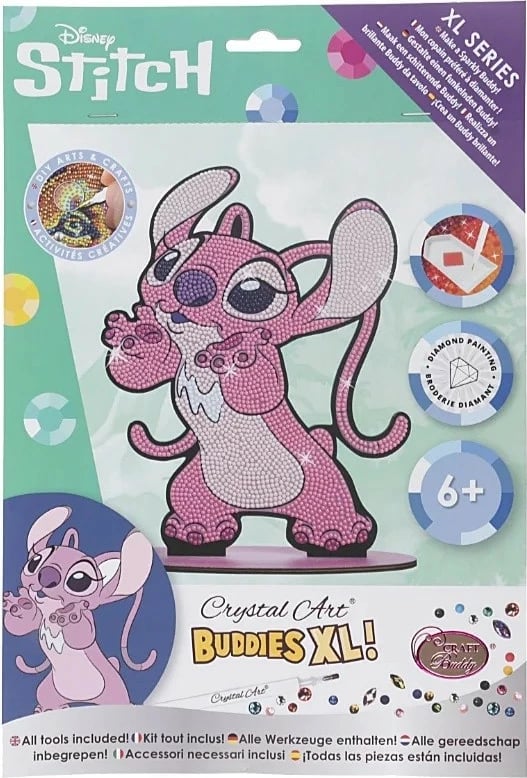 Set mozaiku me kristale Epee Crystal Art Buddies XL Angel, Lilo & Stitch, Rozë, 20-25 cm