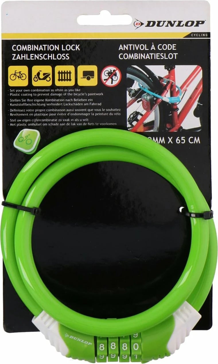 Spirale sigurie për biçikletë Dunlop, e gjelbër