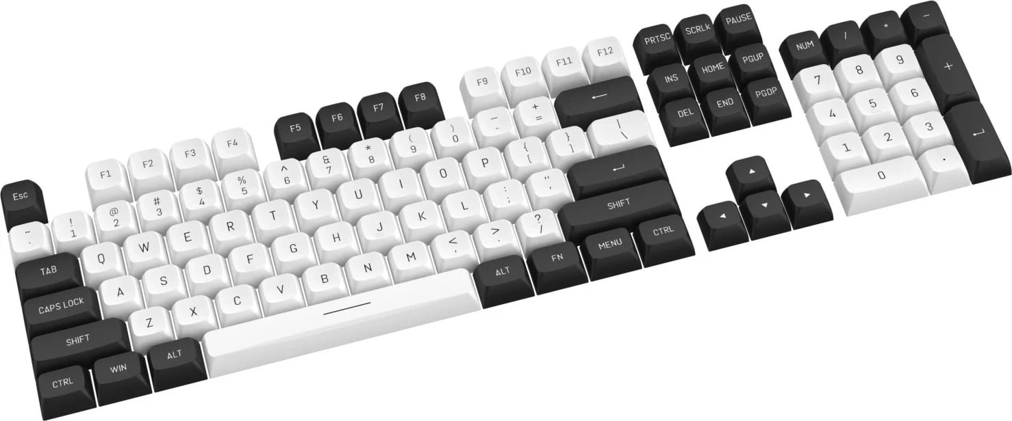 Keycaps Redragon A132 PBT Doubleshot, 150 copë, bardhë-e zezë Keycaps Redragon A132 PBT Doubleshot, 150 copë, bardhë-e zezë