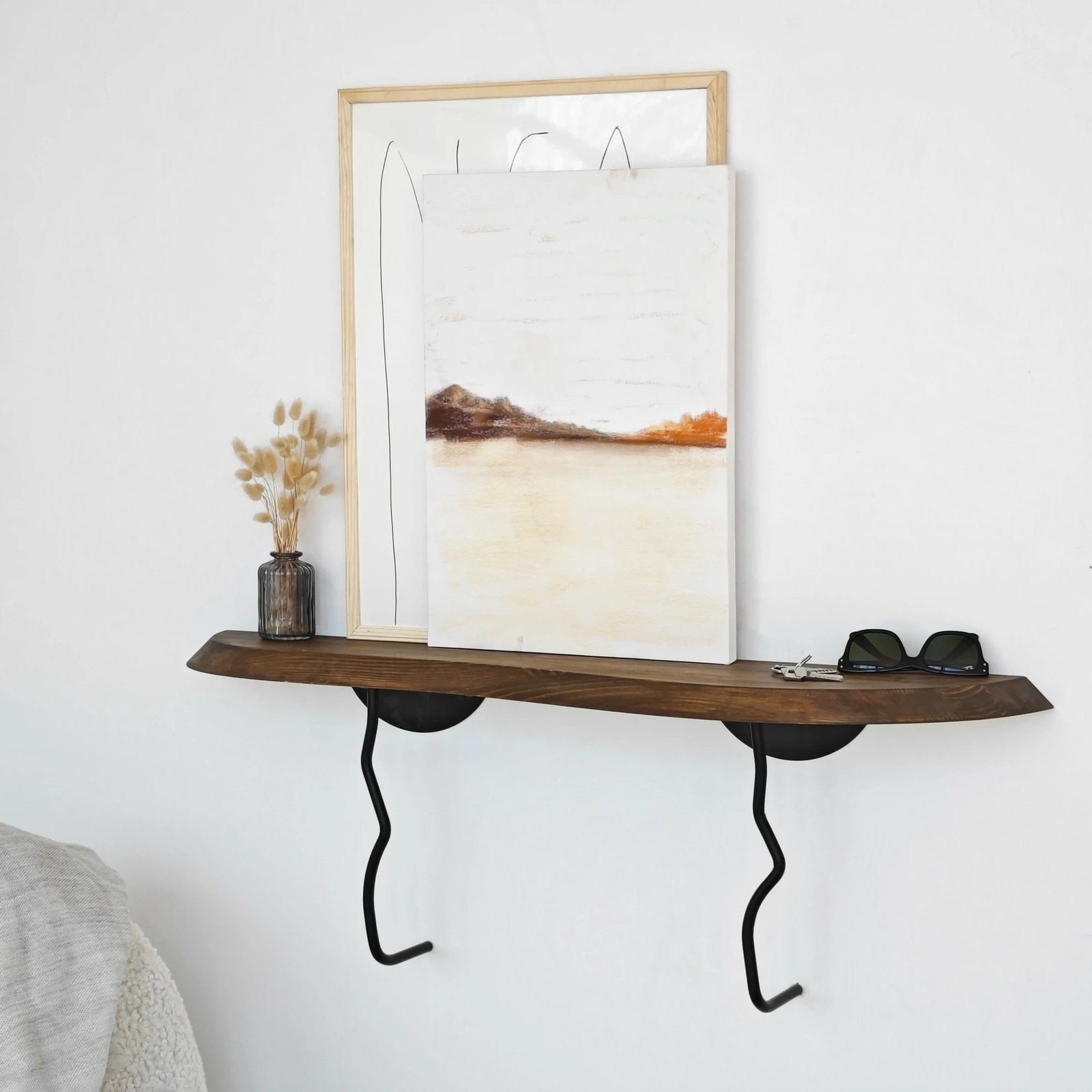 Raft muri Skye Decor, ngjyrë e zezë, arre