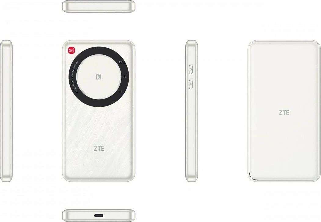 Ruter mobil 5G ZTE U30 Air Wi‑Fi dual-band 2.4/5 GHz 867 Mb/s NFC USB‑C bateri 4500 mAh i bardhë
