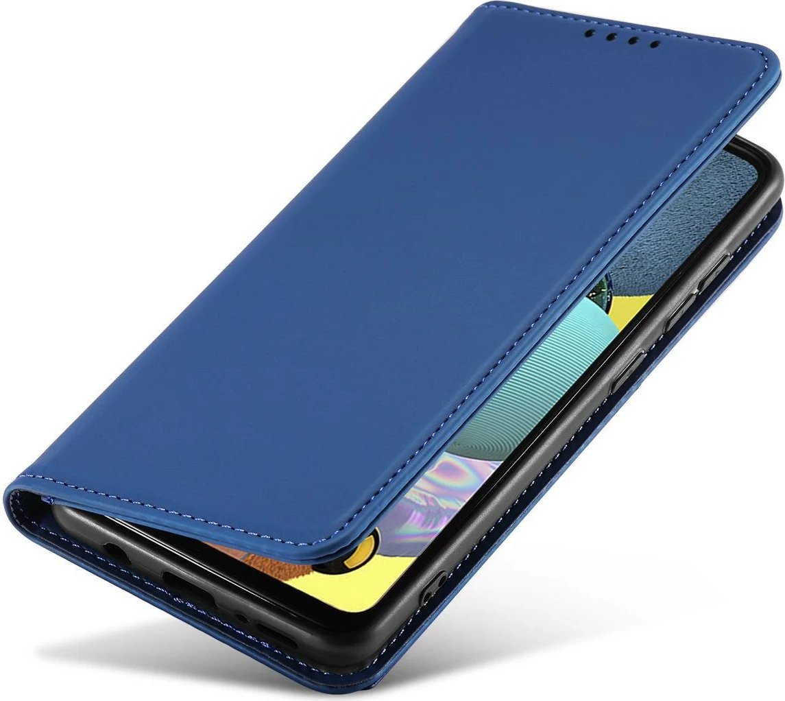 Mbështjellës magnetik Hurtel për Samsung Galaxy A12 5G, me kapak, portofol, Kaltër