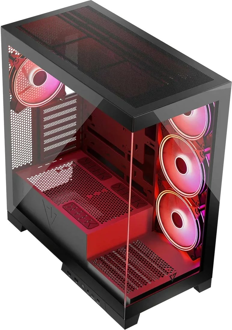 Kasë MODECOM Volcano Space ARGB, Midi Tower, xham i temperuar, e zezë