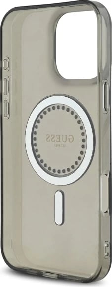 Mbështjellës Guess IML Rhinestones MagSafe për iPhone 16 Pro, Zi